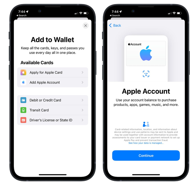 松原苹果手机维修分享iOS 15.5钱包App如何添加 Apple 账户 